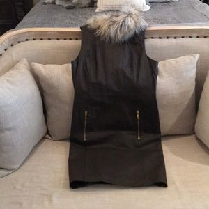 MICHAEL by Michael Kors Leather Sleeveless Dress.